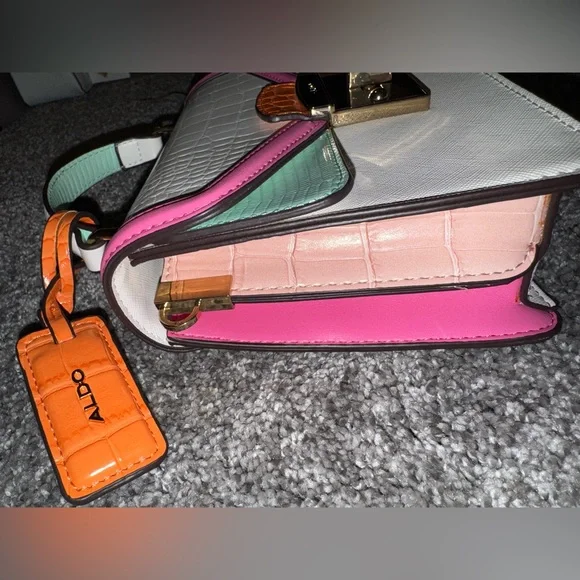 ALDO White, Pink, Mint & Orange Top-Handle Satchel - Picture 2 of 10